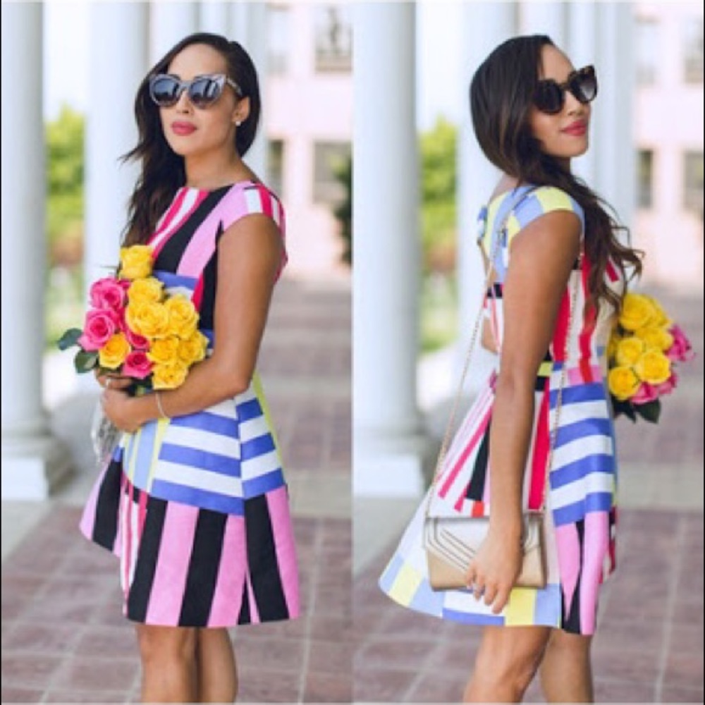 Kate Spade Color Block Stripe Bow Dress